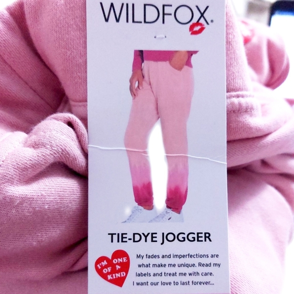 NWT Wildfox Set Womens Pink Gradient Tie Dye Olivia Hoodie & Joggers Set - Picture 14 of 15